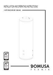 DOMUSA TEKNIK BT DUO HE HE 180/60 Installation And Operating Instructions Manual