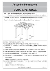 Noble House Home Furnishings SQUARE PERGOLA Assembly Instructions Manual