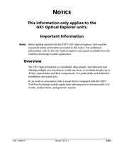 EXFO Optical Explorer OX1 Important Information Manual