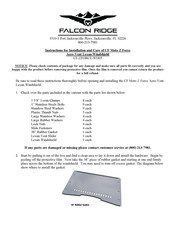 Falcon Ridge Aero-Vent Lexan CF-ZFORCE-WD05 Instructions For Installation And Care