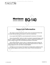 Horizon Fitness BQ-140 Manual
