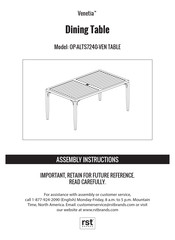 RST Venetia OP-ALTS7240-VEN Assembly Instructions Manual