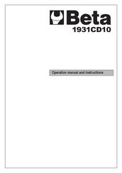 Beta 1931CD10 Operation Manual And Instructions