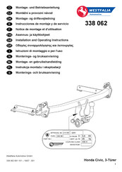 Westfalia Automotive 338 062 Installation And Operating Instructions Manual