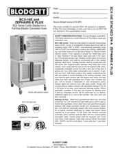 Blodgett ZEPHAIRE-E PLUS Specifications