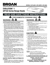 Broan EVOLUTION QP142BL Instructions Manual