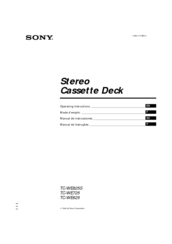 Sony TC-WE825S - Dual Auto Rev Cassette Deck Operating Instructions Manual