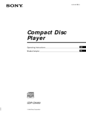 Sony CDP-CX450 - Compact Disc Player Operating Instructions Manual