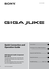 Sony Giga Juke NAC-HD1E Quick Connection And Operation Manual