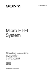 Sony CMT-Z100IR Operating Instructions Manual