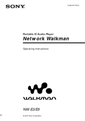 Sony Walkman NW-E5 Operating Instructions Manual