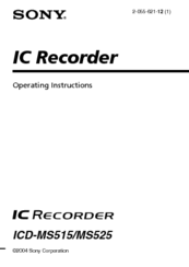 Sony ICD-MS525 Operating Instructions Manual