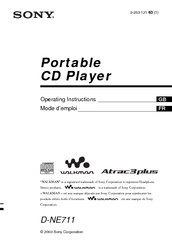 Sony Walkman D-NE711 Operating Instructions Manual