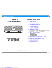 G-Technology 913005-01 Installation Manual