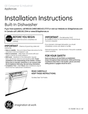 GE PDWT100VBB Installation Instructions Manual