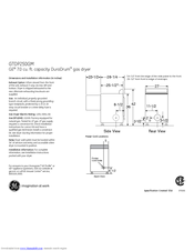 GE DuraDrum GTDP250GMWW Dimensions And Installation Information