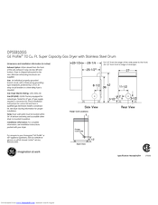 GE Profile DPSE810GG Dimensions And Installation Information