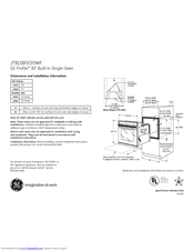 GE Profile JT915WFWW Dimensions And Installation Information