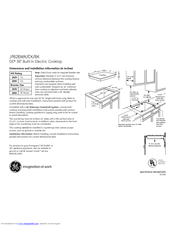 GE JP626WKWW Dimensions And Installation Information