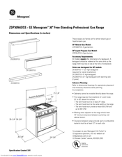 GE Monogram ZDP30N4YSS Dimensions And Specifications