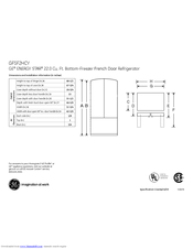 GE GFSF2HCYWW Dimensions And Installation Information