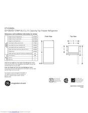 GE GTH18KBXBB - 18.0 cu. ft. Top-Freezer Refrirator Dimensions And Installation Information