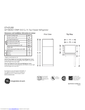 GE GTH20JBBWW Dimensions And Installation Information