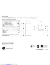GE PDCF1NBWWW - Profile Bottom-Freezer Refrigerator Dimensions And Installation Information