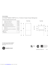 GE Profile PDS22MBS Dimensions And Installation Information