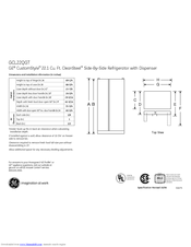 GE CustomStyle GCL22QGT Dimensions And Installation Information
