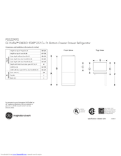 GE Profile ENERGY STAR PDS22MFS Dimensions And Installation Information