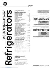 GE PDSS0MFXRSS - ProfileTM R 20.1 Cu. Ft. Bottom-Freezer Drawer Refrigerator Owner's Manual And Installation Instructions