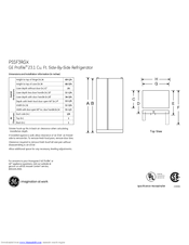 GE PSSF3RGXCC - Profile 23' Dispenser Refrigerator Datasheet