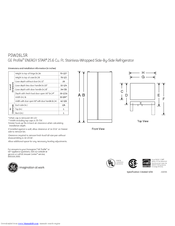 GE Profile PSW26LSRSS Dimensions And Installation Information