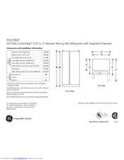 GE Profile CustomStyle PSC23NSTSS Dimensions And Installation Information