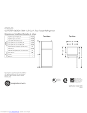 GE Profile PTS22LCS Dimensions And Installation Information