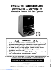 GTO SL-5100 Installation Instructions Manual