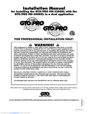GTO SW-3200XL Installation Manual
