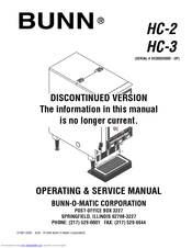 Bunn HC-2 HC-3 Operating & Service Manual
