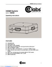 Cable Electronics HS103 Operating Instructions Manual