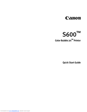 Canon Color Bubble Jet S600 Quick Start Manual