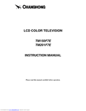 Changhong Electric TM150F7E, TM201F7E Instruction Manual