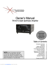 Clark Synthesis TACTILE SOUND TA1501C Owner's Manual