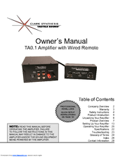 Clark Synthesis TACTILE SOUND TA0.1 Owner's Manual