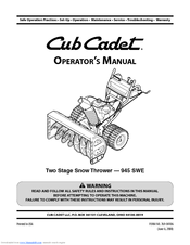 Cub Cadet 928 SWE Operator's Manual