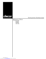 Dacor PW Installation Instructions Manual
