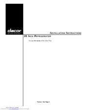 Dacor PF36 Installation Instructions Manual