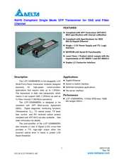 Delta Electronics Single Mode SFP Transceiver LCP-1250B4MDRx Specification Sheet