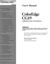 Eizo ColorEdge CG19 User Manual