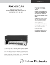 Extron electronics Fiber Optics Fox 4G DA8 Specifications